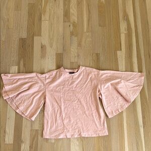 Who What Wear Women's blush Pink flutter Sleeve Top